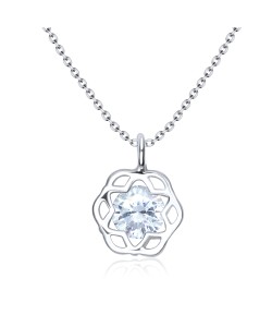 Flower Star CZ Silver Necklace SPE-3205